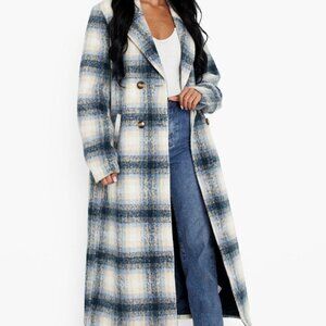 Women's Tall Check Longline Wool Coat